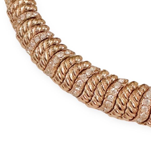 Vintage CINER 18K Gold and Pave Crystal Choker Necklace - Picture 3 of 8